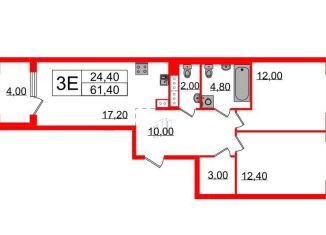 Продажа двухкомнатной квартиры, 61.4 м2, Санкт-Петербург, улица Шостаковича, 3к1, метро Озерки