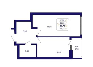 Продается однокомнатная квартира, 38.7 м2, Республика Башкортостан