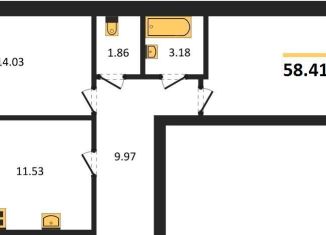 Продажа двухкомнатной квартиры, 58.4 м2, Воронежская область, улица Лидии Рябцевой, 42