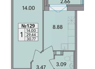 Продаю 1-комнатную квартиру, 30.8 м2, деревня Скотное