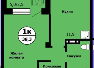 1-ком. квартира на продажу, 38.3 м2, Красноярск, улица Лесников, 41Б