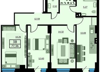 Продам 3-комнатную квартиру, 77.5 м2, Ростовская область