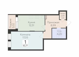 Продается 1-ком. квартира, 45.8 м2, Воронеж, Коминтерновский район, улица 45-й Стрелковой Дивизии, 259/27