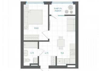 Продается 1-ком. квартира, 34.6 м2, Челябинская область