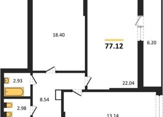 2-комнатная квартира на продажу, 77.1 м2, Воронеж, Центральный район, Московский проспект, 132