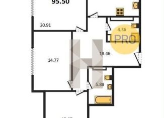 Продаю 3-ком. квартиру, 95.5 м2, Казань, ЖК Легенда, улица Аметьевская Магистраль, 18к5