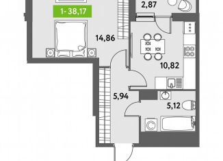 Продам однокомнатную квартиру, 38.2 м2, Санкт-Петербург, метро Звёздная