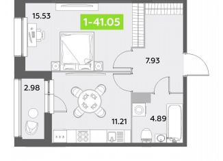 Однокомнатная квартира на продажу, 41.1 м2, Санкт-Петербург, Московский район