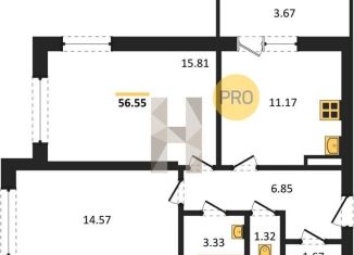 Продаю двухкомнатную квартиру, 56.6 м2, Воронеж, Покровская улица, 19