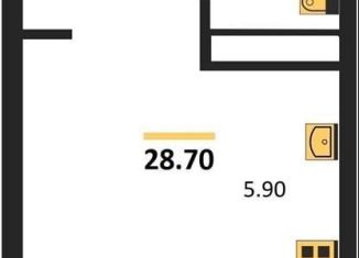 Продам квартиру студию, 28.7 м2, Воронеж