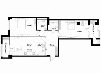 Продаю 2-комнатную квартиру, 122.3 м2, Краснодар, Прикубанский округ, улица имени 40-летия Победы, 33Г