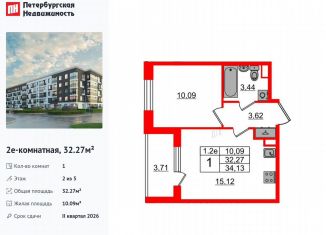 Продаю 1-ком. квартиру, 32.3 м2, Санкт-Петербург, Московский район