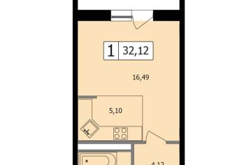 Продается 1-ком. квартира, 29.4 м2, Краснодар, микрорайон Завод Радиоизмерительных Приборов, улица имени Ф.И. Шаляпина, 30/1к2