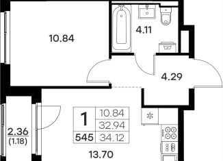 Продается однокомнатная квартира, 34.1 м2, Владимирская область, Тракторная улица, 43