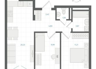 Продам двухкомнатную квартиру, 54.5 м2, Екатеринбург, Ленинский район