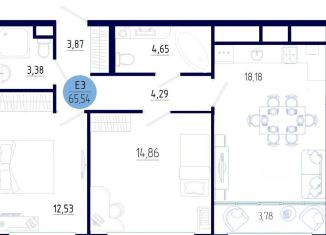 Продажа 2-комнатной квартиры, 65.5 м2, село Дядьково