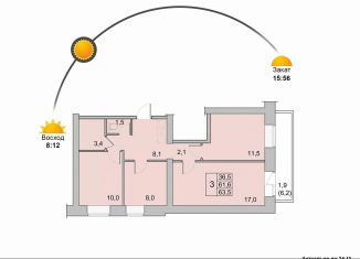 Продажа 3-комнатной квартиры, 63.5 м2, Вологодская область, Окружное шоссе, 39