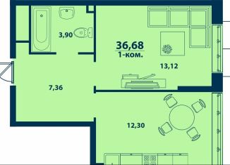 Продажа однокомнатной квартиры, 36.7 м2, Уфа