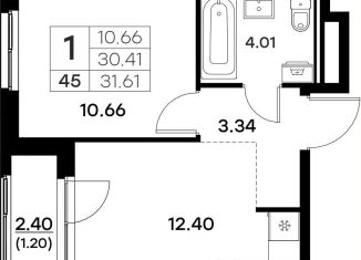 Однокомнатная квартира на продажу, 31.6 м2, Владимир, Тракторная улица, 43