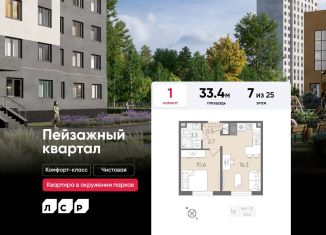 Однокомнатная квартира на продажу, 33.4 м2, Санкт-Петербург, метро Академическая