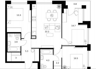 Продается трехкомнатная квартира, 80.2 м2, Москва, метро Ховрино