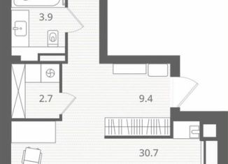 1-комнатная квартира на продажу, 61 м2, Калининградская область, Стекольная улица, 41