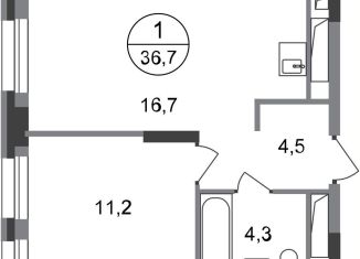 Продам однокомнатную квартиру, 36.7 м2, Московский, ЖК Первый Московский