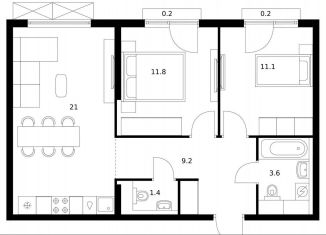 Продажа 2-комнатной квартиры, 58.5 м2, Московская область, жилой комплекс Яуза Парк, к5