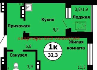 Продажа 1-комнатной квартиры, 32.3 м2, Красноярск, Октябрьский район, Лесопарковая улица, 43