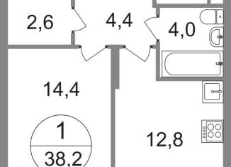 Продаю однокомнатную квартиру, 38.2 м2, деревня Рассказовка, 2-я Боровская улица, 1