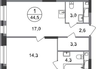 Продаю 1-комнатную квартиру, 44.5 м2, Московский, ЖК Первый Московский