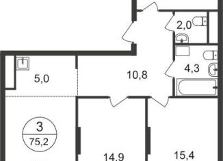 Продажа 3-комнатной квартиры, 75.2 м2, Московский, ЖК Первый Московский, 11-я фаза, к4