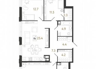 Продается 3-ком. квартира, 94.5 м2, Санкт-Петербург, метро Парнас