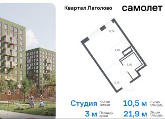 Квартира на продажу студия, 21.9 м2, деревня Лаголово, жилой комплекс Квартал Лаголово, 1