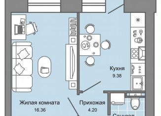 Продается однокомнатная квартира, 36 м2, Кировская область