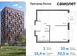 1-ком. квартира на продажу, 33.5 м2, Московская область, микрорайон Пригород Лесное, к18