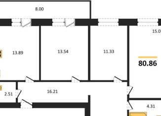 Продаю 3-комнатную квартиру, 80.9 м2, село Александровка