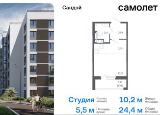 Квартира на продажу студия, 24.4 м2, Санкт-Петербург, метро Проспект Ветеранов, жилой комплекс Сандэй, 7.2