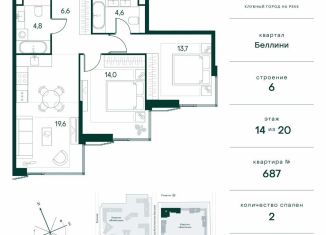 Продается 2-комнатная квартира, 63.3 м2, Москва, район Покровское-Стрешнево