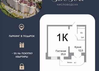 Продаю 1-комнатную квартиру, 48.4 м2, Кисловодск, проспект Победы, 43А