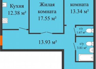 Продажа 3-ком. квартиры, 77.3 м2, Воронеж, улица Лидии Рябцевой, 42