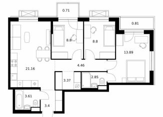 Продам 3-ком. квартиру, 71.9 м2, Улан-Удэ, улица Шмидта, 37А