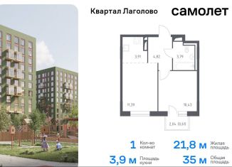 Продам 1-ком. квартиру, 35 м2, деревня Лаголово, жилой комплекс Квартал Лаголово, 2