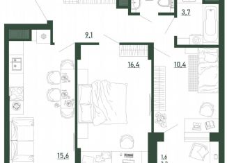 Продается двухкомнатная квартира, 58 м2, Воронеж, Железнодорожный район