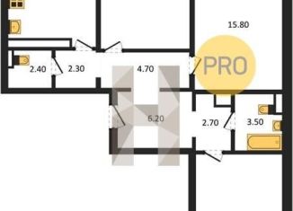 Продажа 3-ком. квартиры, 84.4 м2, Воронеж, улица Шишкова, 140Б/16