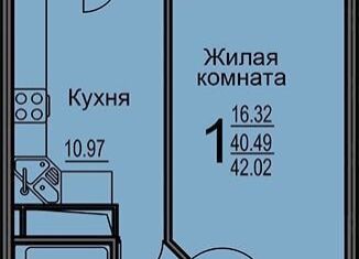 1-комнатная квартира на продажу, 38.1 м2, Воронеж, улица Суворова, 122В, ЖК Берег