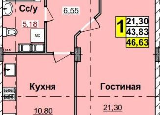 Продается 1-комнатная квартира, 46.6 м2, Нижний Новгород, ЖК Облака
