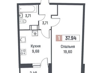 Продажа 1-комнатной квартиры, 37.9 м2, Мурино, ЖК Авиатор