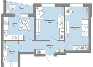 Продается 2-ком. квартира, 55 м2, Ульяновск, жилой комплекс Ультраград, 6, ЖК Ультраград