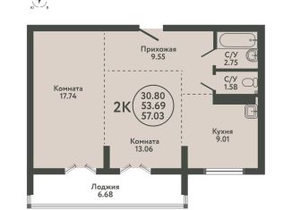 Продаю 2-комнатную квартиру, 57 м2, Новосибирская область